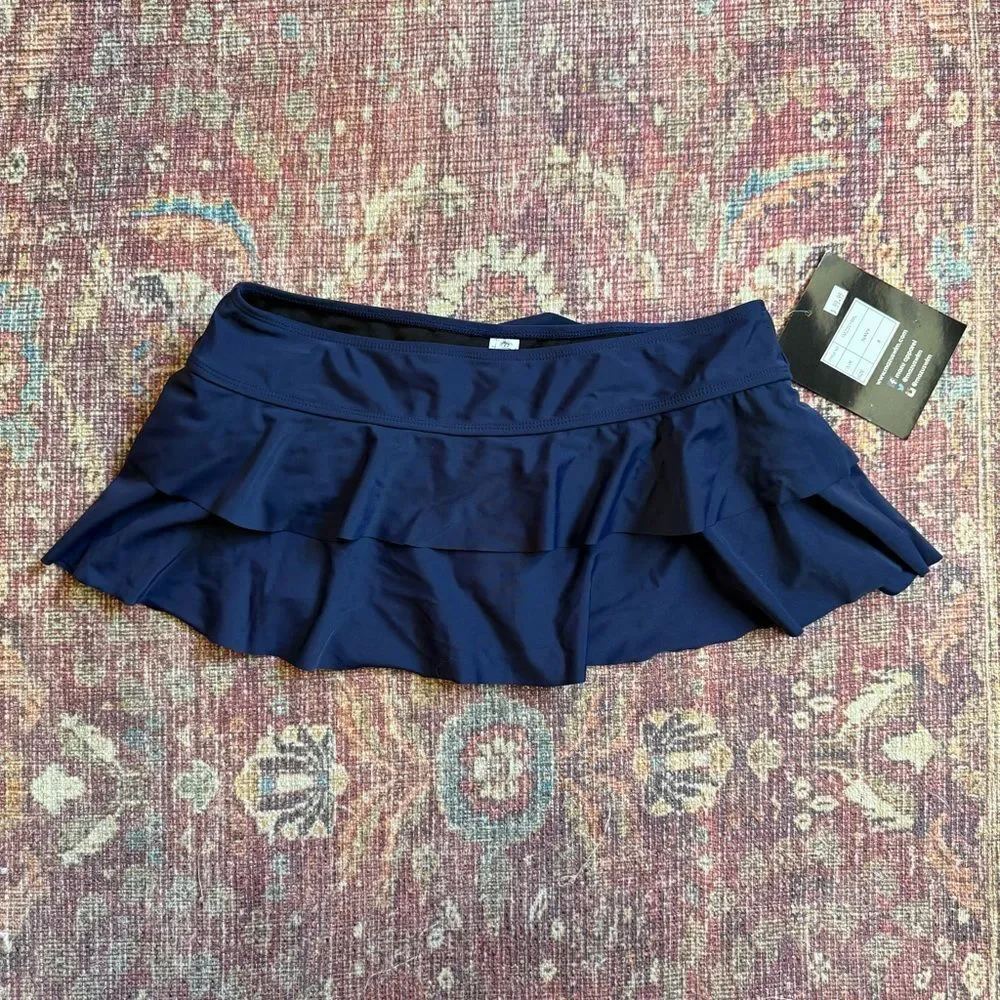 Mazu Swim Size 8 Navy Blue Ruffled Women's Swim Skirt